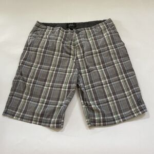 Fox Racing Chino Shorts Men Size 38 Bermuda Plaid Gray Skater Streetwear